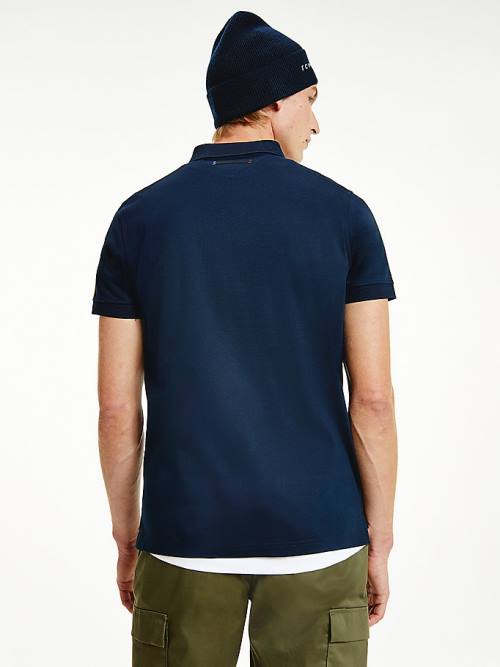 Tommy Hilfiger Elevated Interlock Slim Fit Polo Yaka Tişört Erkek Mavi | TH854YDG