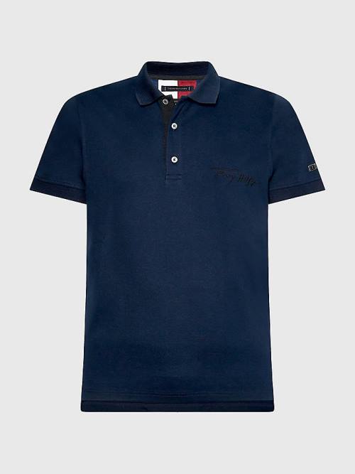 Tommy Hilfiger Elevated Interlock Slim Fit Polo Yaka Tişört Erkek Mavi | TH854YDG