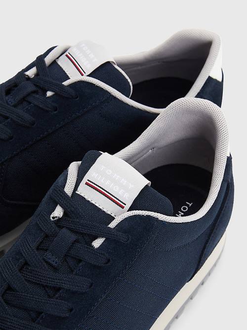 Tommy Hilfiger Elevated Mixed Texture Runner Spor Ayakkabı Erkek Mavi | TH603YBQ