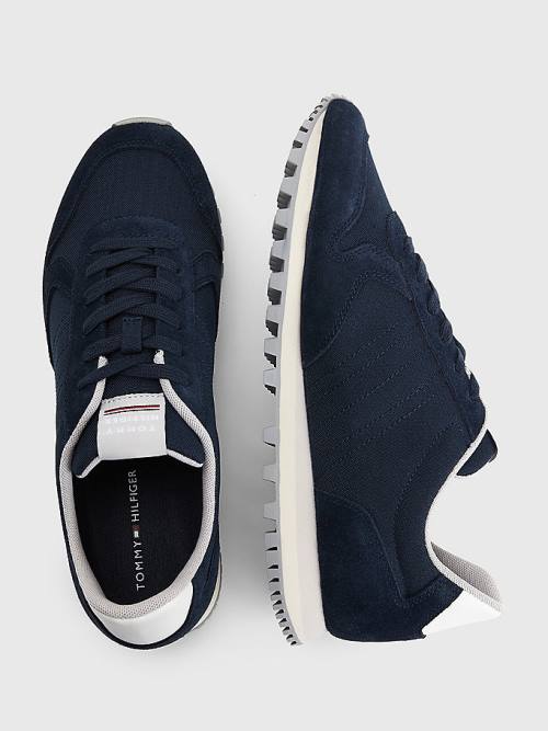 Tommy Hilfiger Elevated Mixed Texture Runner Spor Ayakkabı Erkek Mavi | TH603YBQ