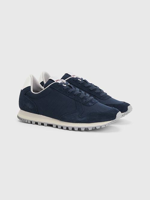 Tommy Hilfiger Elevated Mixed Texture Runner Spor Ayakkabı Erkek Mavi | TH603YBQ