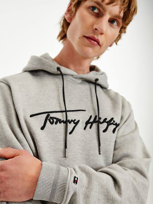 Tommy Hilfiger Elevated TH Signature Kapüşonlu Sweatshirt Erkek Gri | TH342HGO