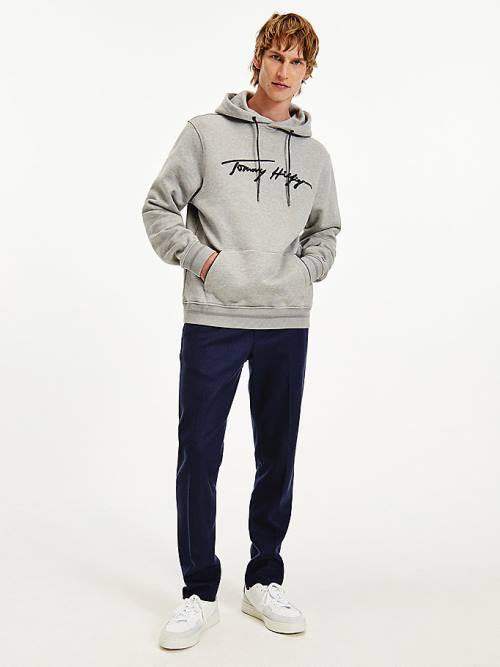 Tommy Hilfiger Elevated TH Signature Kapüşonlu Sweatshirt Erkek Gri | TH342HGO