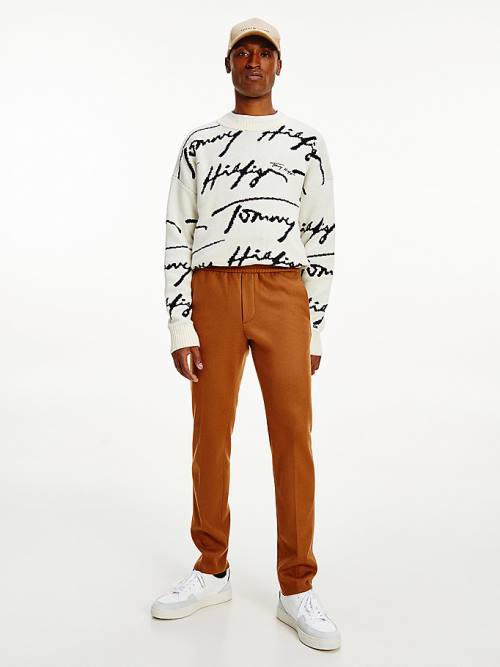 Tommy Hilfiger Elevated Wool Cashmere Pull-On Pantolon Erkek Kahverengi | TH327YHE