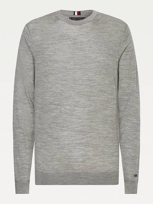 Tommy Hilfiger Elevated Wool Silk Jumper Kazak Erkek Gri | TH394QKA