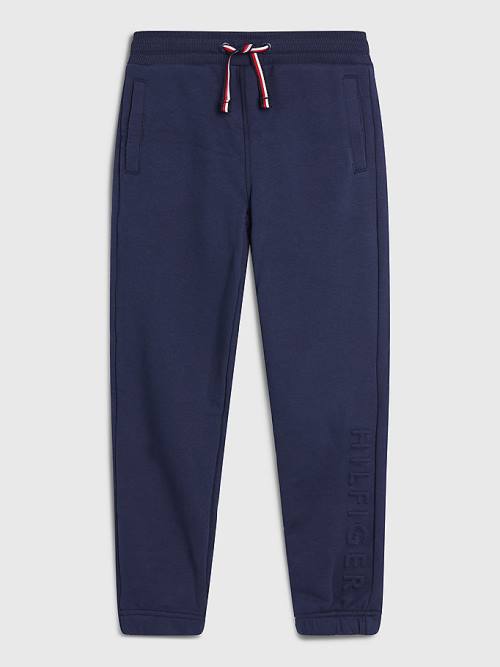 Tommy Hilfiger Embossed Logo Joggers Pantolon Erkek Çocuk Mavi | TH679UNI