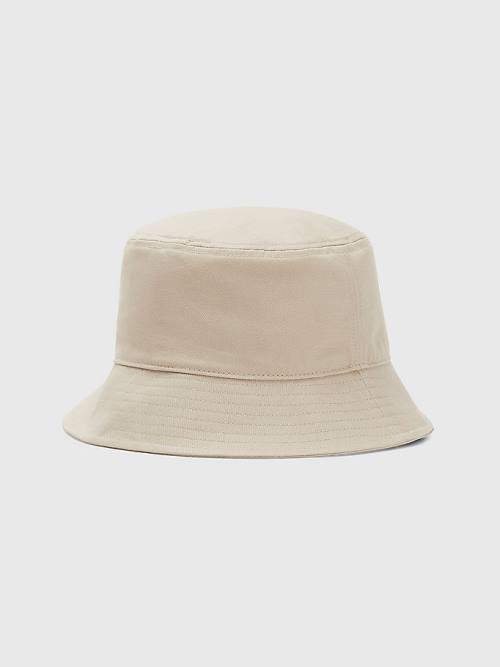 Tommy Hilfiger Embroidery Bucket Şapka Erkek Bej Rengi | TH249JUW