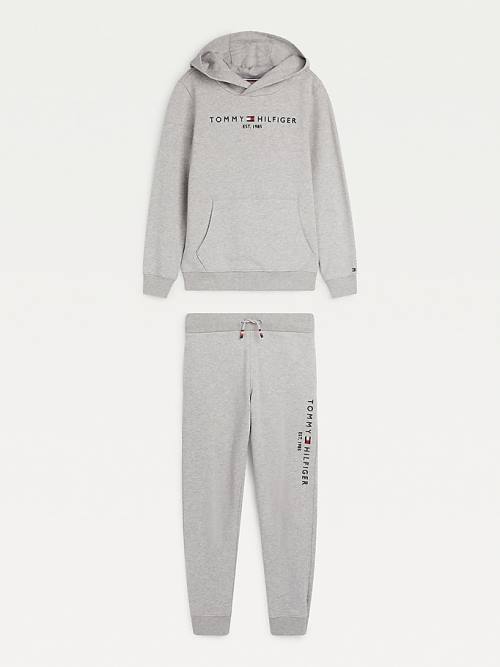 Tommy Hilfiger Essential And Joggers Set Kapüşonlu Sweatshirt Erkek Çocuk Gri | TH086QWV