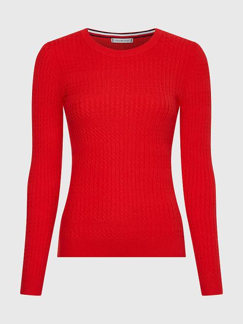 Tommy Hilfiger Essential Cable Knit Jumper Kazak Kadın Turuncu | TH479AUQ