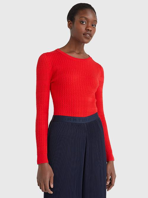 Tommy Hilfiger Essential Cable Knit Jumper Kazak Kadın Turuncu | TH479AUQ