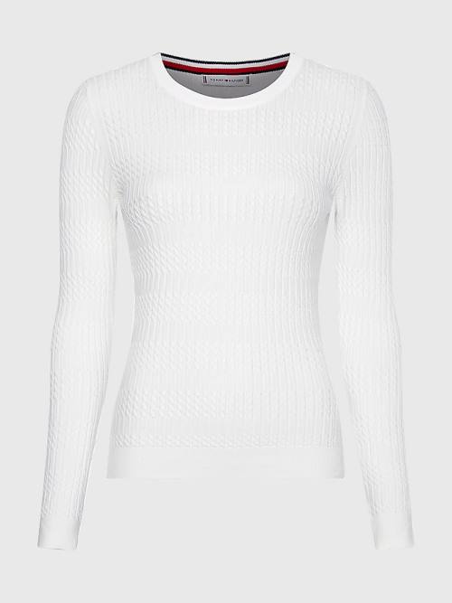 Tommy Hilfiger Essential Cable Knit Jumper Kazak Kadın Beyaz | TH780DJM