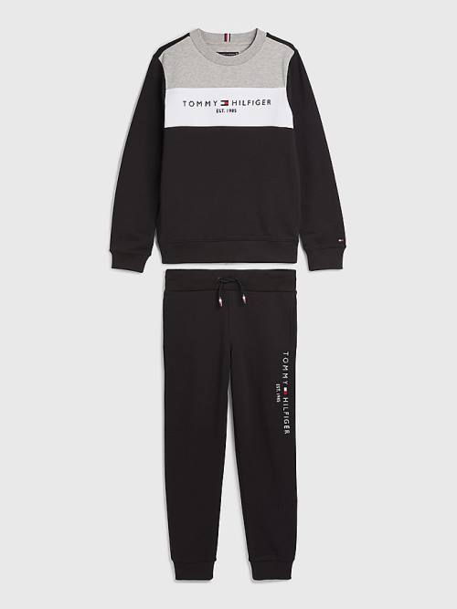 Tommy Hilfiger Essential Colour-Blocked Joggers Set Sweatshirt Erkek Çocuk Siyah | TH053QYK