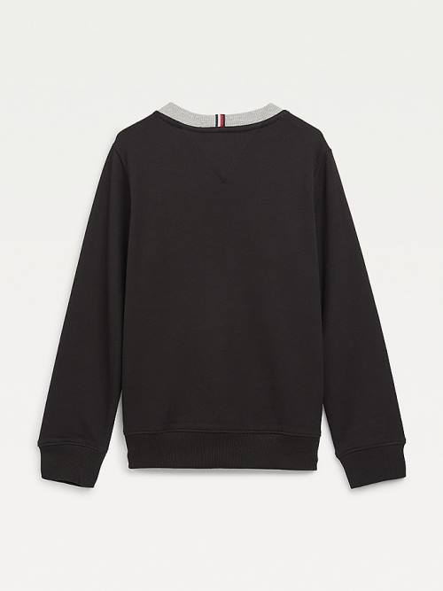 Tommy Hilfiger Essential Colour-Blocked Organic Pamuklu Sweatshirt Erkek Çocuk Siyah | TH236PTQ