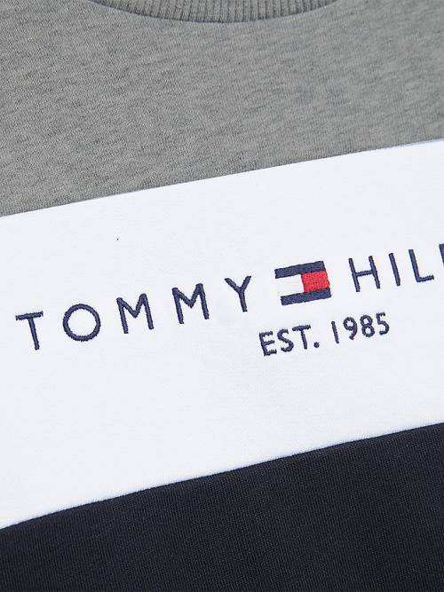 Tommy Hilfiger Essential Colour-Blocked Organic Pamuklu Sweatshirt Erkek Çocuk Siyah | TH236PTQ