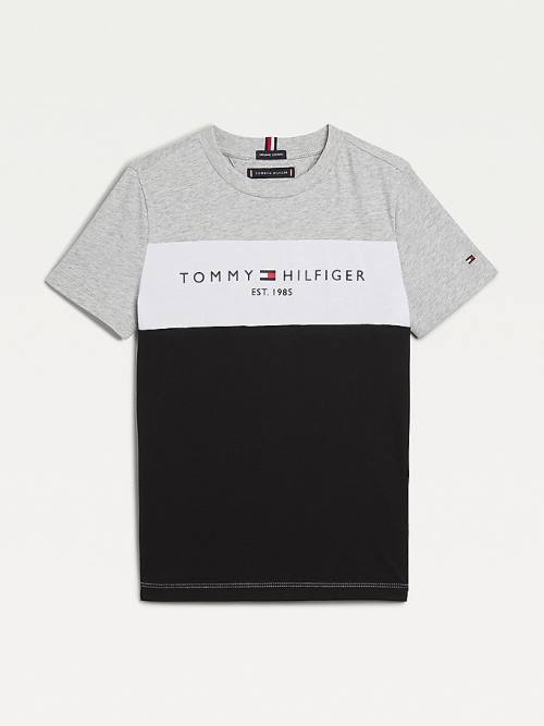 Tommy Hilfiger Essential Colour-Blocked Organic Pamuklu Tişört Erkek Çocuk Siyah | TH279UCM