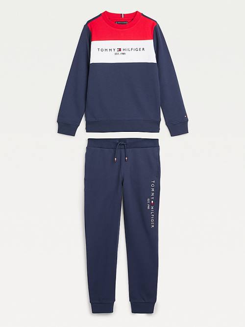 Tommy Hilfiger Essential Colour-Blocked Joggers Set Sweatshirt Erkek Çocuk Mavi | TH417WZL