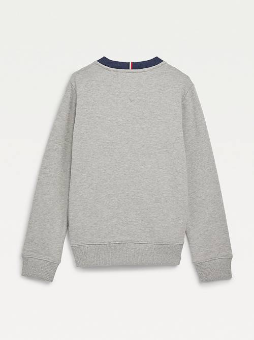 Tommy Hilfiger Essential Colour-Blocked Organic Pamuklu Sweatshirt Erkek Çocuk Gri | TH487TKW