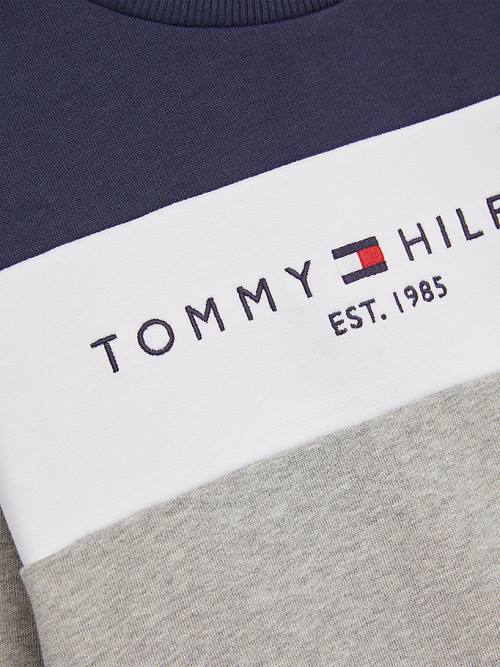 Tommy Hilfiger Essential Colour-Blocked Organic Pamuklu Sweatshirt Erkek Çocuk Gri | TH487TKW