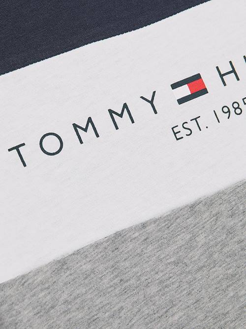 Tommy Hilfiger Essential Colour-Blocked Organic Pamuklu Tişört Erkek Çocuk Gri | TH743HIZ