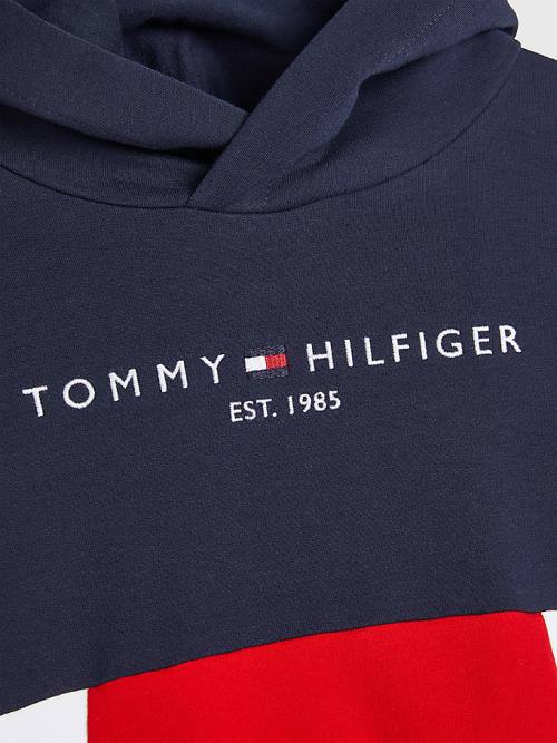 Tommy Hilfiger Essential Colour-Blocked And Joggers Set Kapüşonlu Sweatshirt Kiz Çocuk Mavi | TH792KBZ