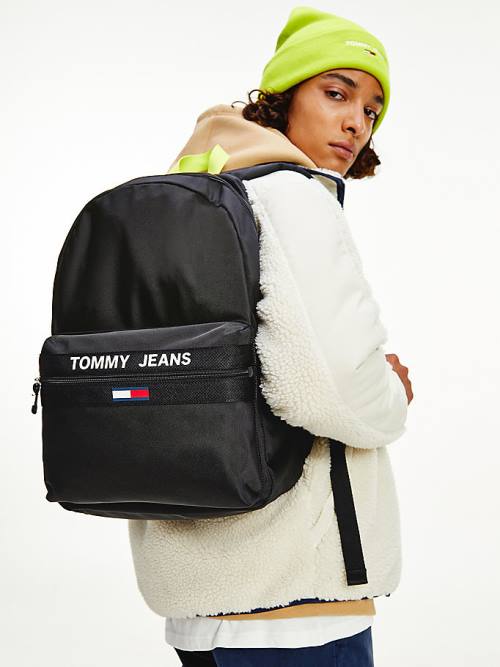 Tommy Hilfiger Essential Contrast Handle Backpack Çanta Erkek Siyah | TH397LUJ