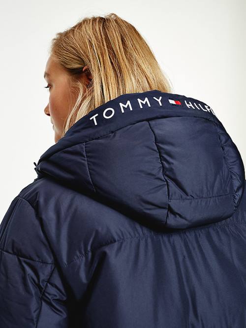 Tommy Hilfiger Essential Curve TH Protect Padded Logo Coat Ceket Kadın Mavi | TH678SNO