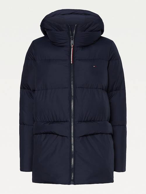 Tommy Hilfiger Essential Curve TH Protect Padded Logo Coat Ceket Kadın Mavi | TH678SNO