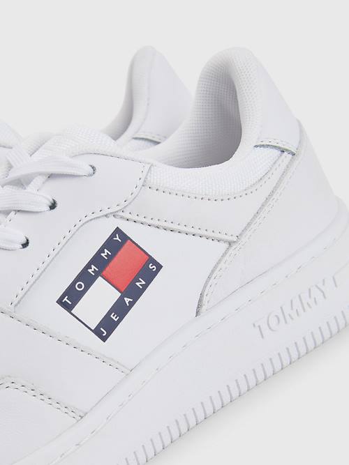 Tommy Hilfiger Essential Deri Basket Spor Ayakkabı Kadın Beyaz | TH683QGL