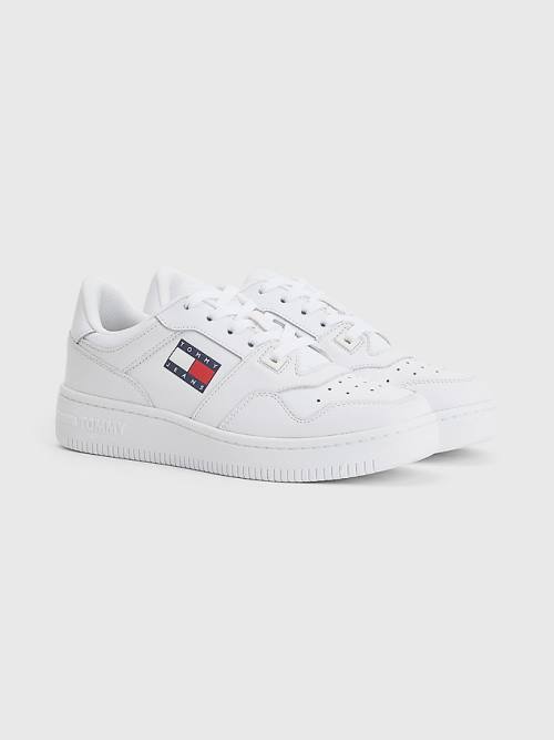 Tommy Hilfiger Essential Deri Basket Spor Ayakkabı Kadın Beyaz | TH683QGL