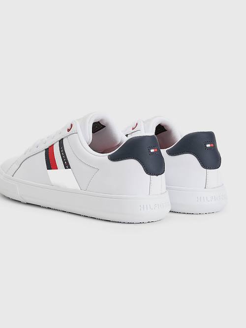 Tommy Hilfiger Essential Deri Cupsole Spor Ayakkabı Erkek Beyaz | TH213LRT