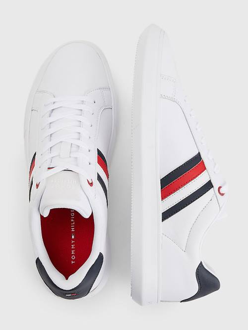 Tommy Hilfiger Essential Deri Cupsole Spor Ayakkabı Erkek Beyaz | TH213LRT