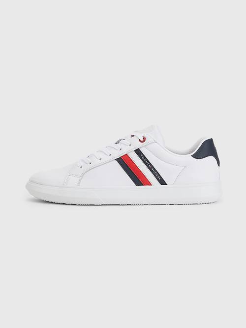 Tommy Hilfiger Essential Deri Cupsole Spor Ayakkabı Erkek Beyaz | TH213LRT