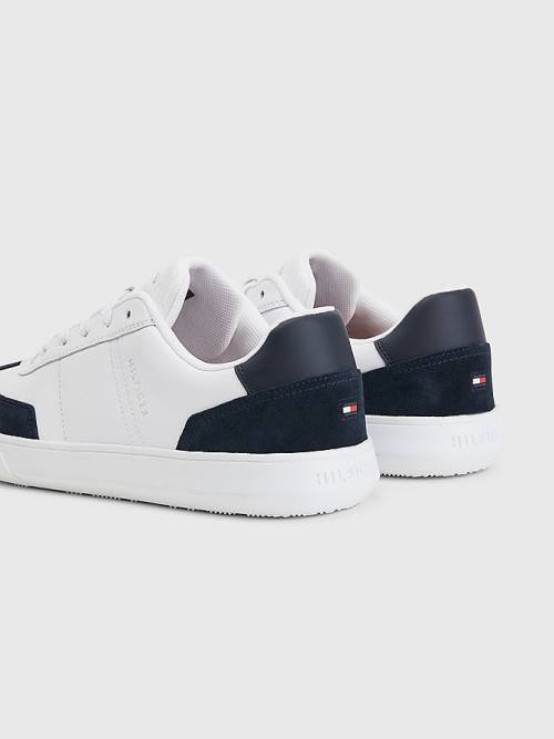 Tommy Hilfiger Essential Deri Cupsole Spor Ayakkabı Erkek Beyaz | TH487SAE