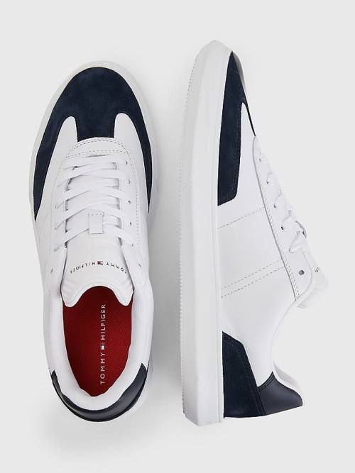 Tommy Hilfiger Essential Deri Cupsole Spor Ayakkabı Erkek Beyaz | TH487SAE