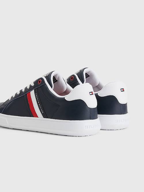 Tommy Hilfiger Essential Deri Cupsole Spor Ayakkabı Erkek Mavi | TH623LJU