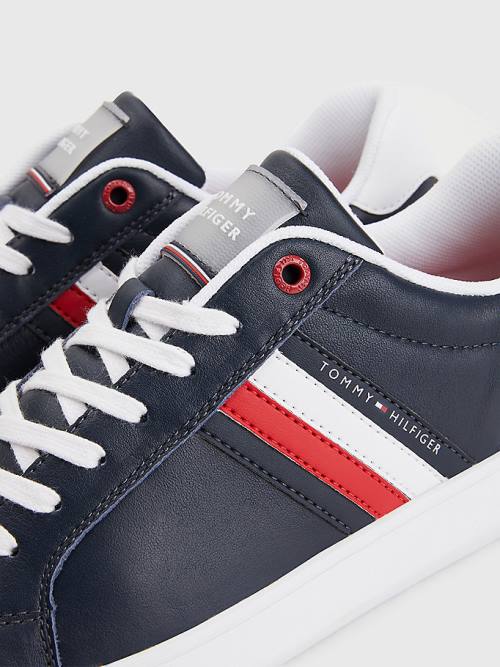 Tommy Hilfiger Essential Deri Cupsole Spor Ayakkabı Erkek Mavi | TH623LJU