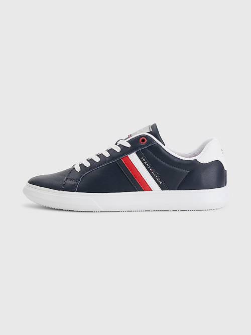 Tommy Hilfiger Essential Deri Cupsole Spor Ayakkabı Erkek Mavi | TH623LJU