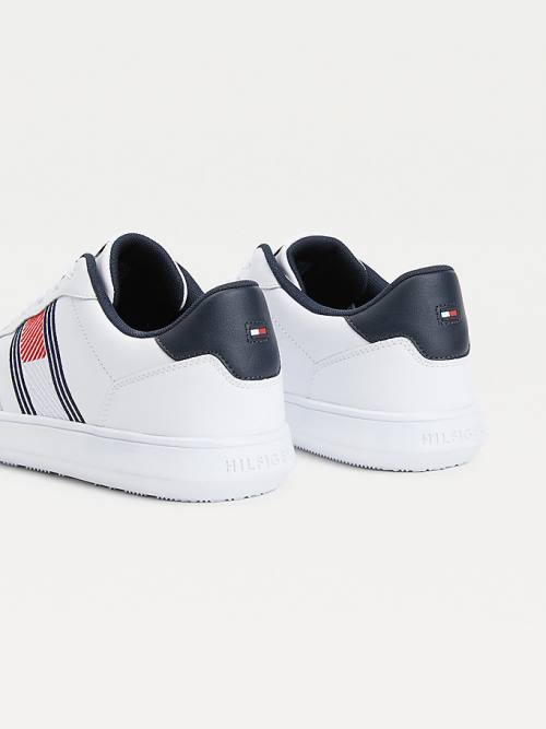 Tommy Hilfiger Essential Deri Cupsole Spor Ayakkabı Erkek Beyaz | TH691ELQ