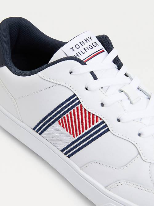 Tommy Hilfiger Essential Deri Cupsole Spor Ayakkabı Erkek Beyaz | TH691ELQ