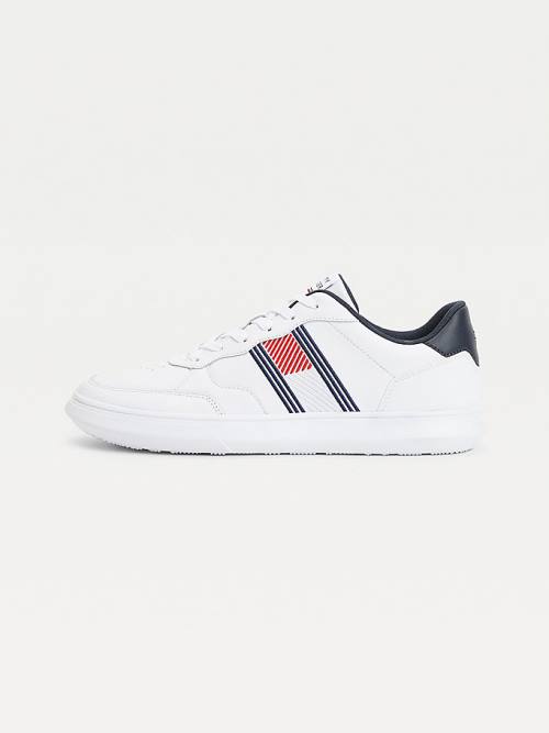 Tommy Hilfiger Essential Deri Cupsole Spor Ayakkabı Erkek Beyaz | TH691ELQ