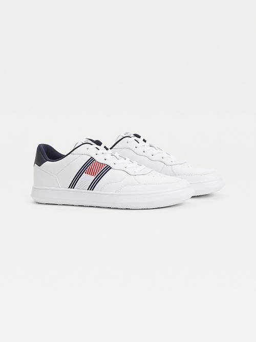 Tommy Hilfiger Essential Deri Cupsole Spor Ayakkabı Erkek Beyaz | TH691ELQ