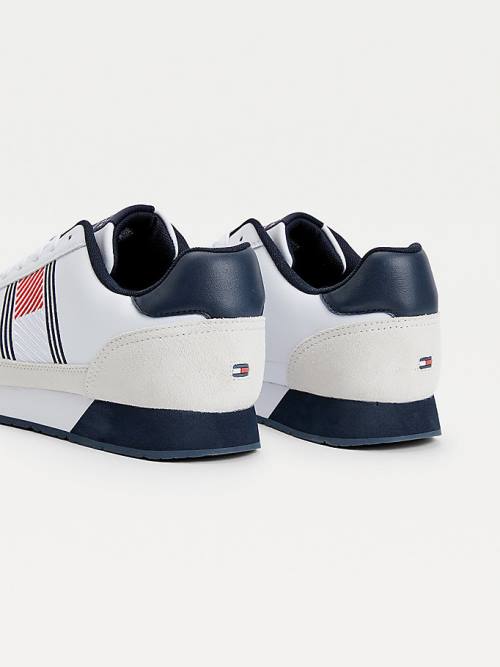 Tommy Hilfiger Essential Deri Flag Runner Spor Ayakkabı Erkek Beyaz | TH385QNA