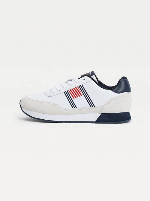 Tommy Hilfiger Essential Deri Flag Runner Spor Ayakkabı Erkek Beyaz | TH385QNA