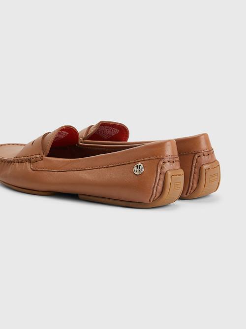 Tommy Hilfiger Essential Deri Moccasins Loafer Ayakkabı Kadın Kahverengi | TH409GYL