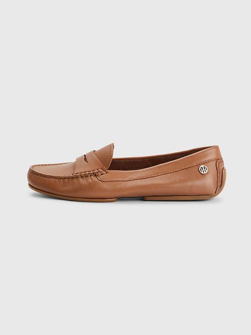 Tommy Hilfiger Essential Deri Moccasins Loafer Ayakkabı Kadın Kahverengi | TH409GYL