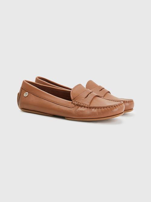 Tommy Hilfiger Essential Deri Moccasins Loafer Ayakkabı Kadın Kahverengi | TH409GYL