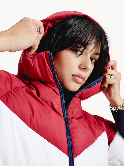 Tommy Hilfiger Essential Down Chevron Puffer Ceket Kadın Kırmızı | TH435BZU