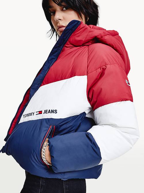 Tommy Hilfiger Essential Down Chevron Puffer Ceket Kadın Kırmızı | TH435BZU