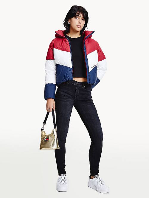 Tommy Hilfiger Essential Down Chevron Puffer Ceket Kadın Kırmızı | TH435BZU