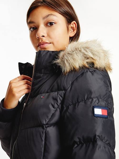 Tommy Hilfiger Essential Down Flag Patch Ceket Kiz Çocuk Siyah | TH396YQW